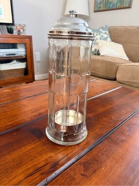 Vintage TableCraft Glass & Chrome Straw Dispenser/Barber Comb Sanitizer 11" Tall